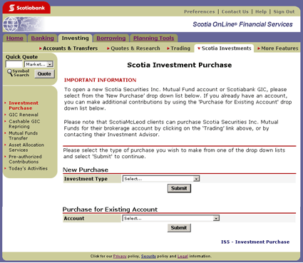 Scotia Investment Purchase